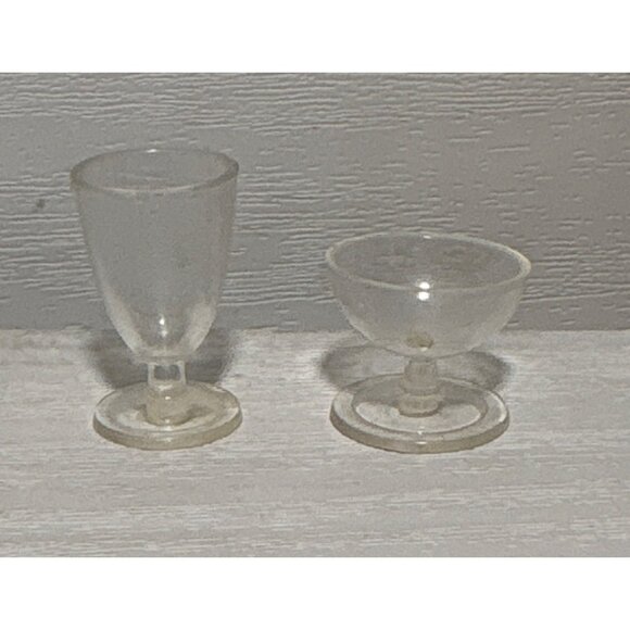 Miniature Marx Little Hostess Clear Plastic Wine / Water Glass & Goblet For Doll - Picture 1 of 8